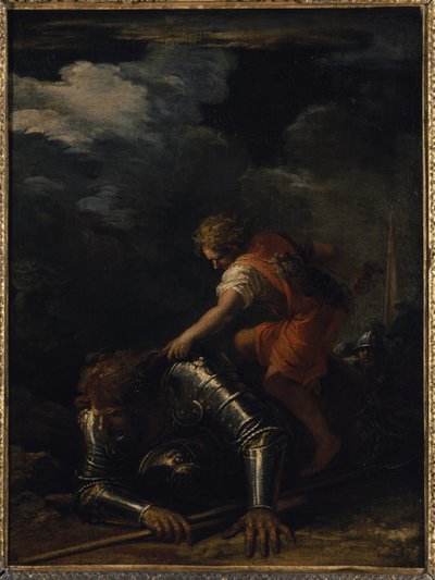 ダビデとゴリアテ（油彩・キャンバス 作： Salvator Rosa