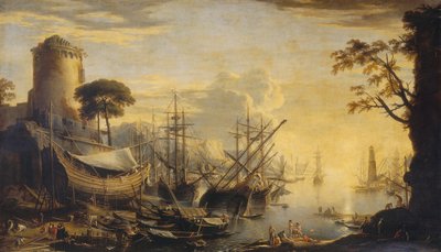 夕暮れの港 作： Salvator Rosa
