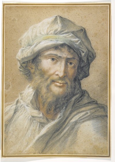 ターバンを巻いたひげを生やした男の頭 作： Salvator Rosa