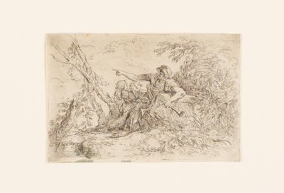 風景の中の羊飼いと 2 人の子供 作： Salvator Rosa