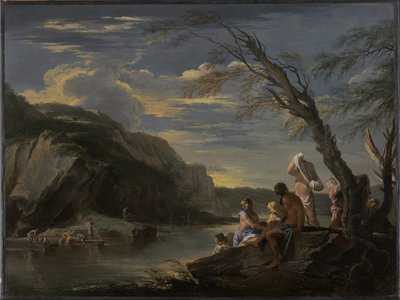 水浴のある風景 作： Salvator Rosa