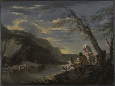 入浴者のいる風景、1660年頃 作： Salvator Rosa