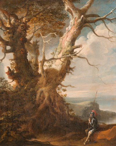 ハルバーディアのある風景 作： Salvator Rosa