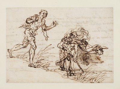 水銀と不誠実な木こり（レクト） 1655-1659年頃 敷紙にペンと茶インク 作： Salvator Rosa