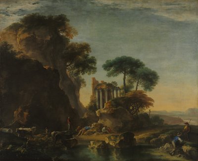 岩だらけの風景の中の廃墟 1640年頃 油彩・カンヴァス 作： Salvator Rosa
