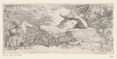 パンフルートを持つサテュロス トリトンと川の神々（シリーズタイトル） 作： Salvator Rosa