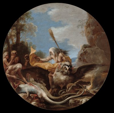 魔術の場面：日、c。 1645-1649。 作： Salvator Rosa