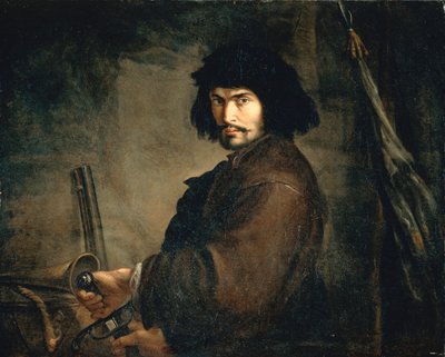 サルバトール・ローザ（1615-1673）の「戦士に扮した自画像」、油彩・キャンバス、94x107cm 作： Salvator Rosa