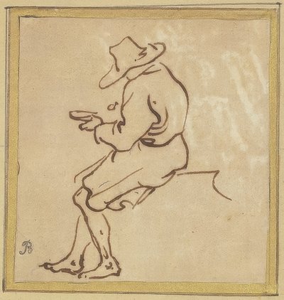 左側の横顔に座っている男 作： Salvator Rosa