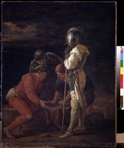 さいころをする兵士。 Salvator (Salvatore) Rosa (1615-1673) の絵画、1656 年頃、イタリア美術 (ナポリ)、バロック美術。 州立 A. プーシキン美術館、モスクワ。 作： Salvator Rosa