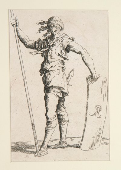 槍と盾を持った兵士 作： Salvator Rosa