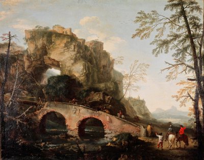 橋が壊れる 絵画 サルバトール（サルバトーレ）・ローザ（1615-1673） 1640年頃 薄暗い。106x127 cm フィレンツェ、パラッツォ・ピッティ、ガレリア・パラティーナ 作： Salvator Rosa