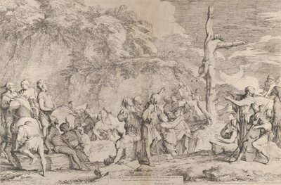ペルシャ人に捕らえられた後の専制君主ポリクラテスの磔刑。 1662年。 作： Salvator Rosa