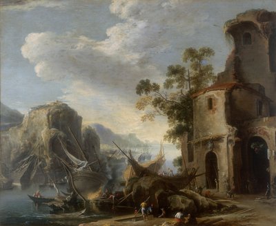 湾の眺め、サルヴァトーレ・ローザの作品、モデナのガレリア・エステンセで保存されている 作： Salvator Rosa