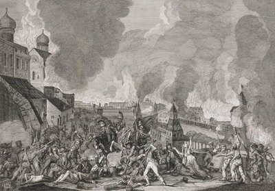 1812年9月15日のモスクワの火事 モスクワのフランス人、1812年から1823年まで。   作： Salvatore Cardelli