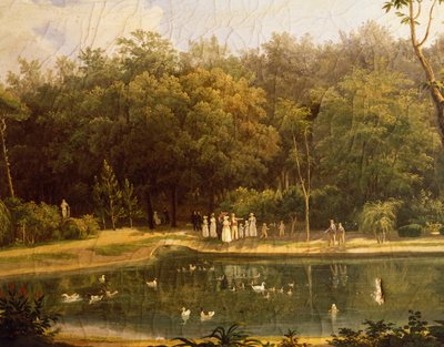 ポルティチのレアル・ボスコ（ロイヤル・ウッド）の養魚池、サルヴァトーレ・フェルゴラ作（1799-1877） 作： Salvatore Fergola