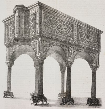 Sessa Aurunca 大聖堂、カンパニア、イタリア、Poliorama Pittoresco から Pasquale Mattei (1813-1879) によって描かれた後の Salvatore Puglia によるリトグラフ、n 43、5 月 31 日 作： Salvatore Puglia