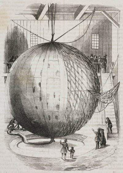 Balão de ar quente de cobre inventado por Edmond Marey-Monge, França, litografia de Salvatore Puglia de Poliorama Pittoresco, n 41, 18 de maio 作： Salvatore Puglia