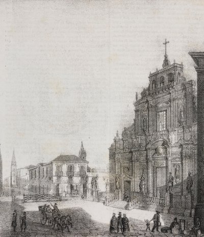 Facade of Basilica of San Sebastiano in Acireale, Sicily, Italy, lithograph by Salvatore Puglia from Poliorama Pittoresco, n 39, May 3   1458102   ja       japanese Successfully Translated  Original: Portrait of Juan Pardo II and his wives Anna Ingenieulan 作： Salvatore Puglia
