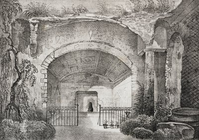 Hall in ancient villa of Prince of Caposele in Formia, Lazio, Italy, lithograph by Salvatore Puglia from Poliorama Pittoresco, n 23, January 11   1458262   ja       japanese Successfully Translated  Original: Preparatory drawing for Designs 12 and 13, Plat 作： Salvatore Puglia
