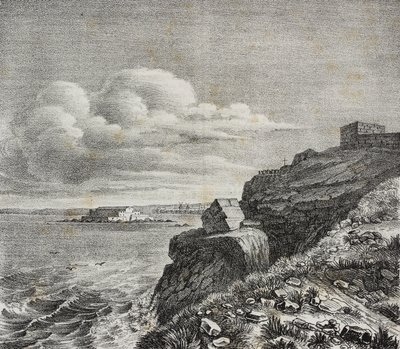 Túmulo de François-Rene de Chateaubriand em Saint-Malo, França, litografia de Gaetano Riccio de Poliorama Pittoresco, n 32, 18 de março 作： Salvatore Puglia
