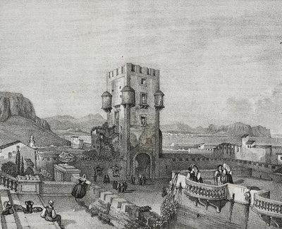 Vila do Príncipe de Butera em Bagheria, Palermo, Sicília, litografia de Salvatore Puglia de Poliorama Pittoresco, n 3, 28 de agosto 作： Salvatore Puglia