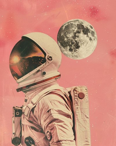 宇宙飛行士と月の夕日 作： Samantha Hearn