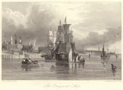The Emigrant, Ship (Engraving) 作： Samuel (after) Austin