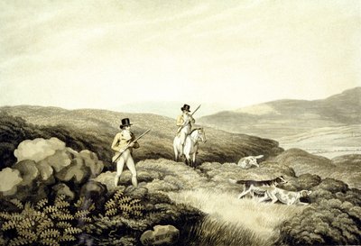 ライチョウの射撃（「Ormes Collection of British Fieldsports」より）J.GodbyとH.Merkeが彫刻したもの。 作： Samuel (after) Howitt