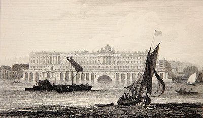 テムズ川からサマセット・ハウスを望む W.B.クック(1778-1855)による1814年の刻印(エングレーヴィング) 作： Samuel (after) Owen