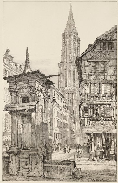 メルシエール通りとストラスブール大聖堂の西正面 作： Samuel (after) Prout