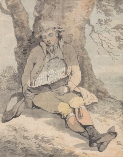P. ウィルキンソン Esq. 樫の木陰に座って口笛を吹く 作： Samuel Alken