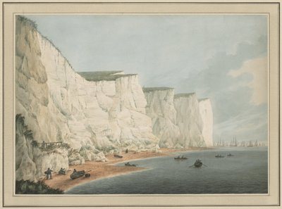 海岸沖の船団、ビーチー・ヘッド、1790-1805年頃（水彩、下絵は黒鉛画） 作： Samuel Atkins