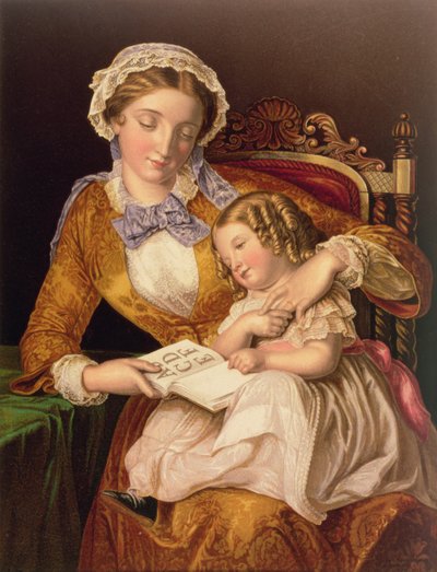 最初のレッスン、パブ。バクスター、1855年（印刷） 作： Samuel Baruch Halle