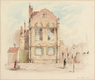 フォースハウス、ニューカッスルアポンタイン、1843年（紙に鉛筆とトイレ） 作： Samuel Bilston