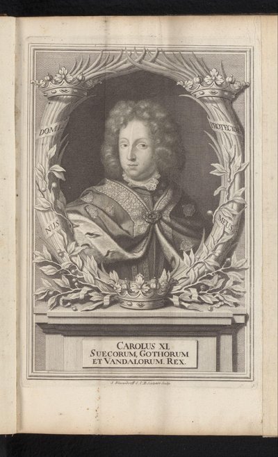 Portret van Karel XI van Zweden カール 11 世、スウェーデンのゴート族とヴァンダル族の王 (オブジェクトの称号) スウェーデン古代と現代（シリーズタイトル） 作： Samuel Blesendorf