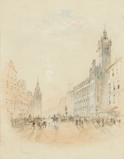 トロンゲート、グラスゴー（鉛筆と水彩） 作： Samuel Bough