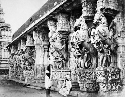 ランガナタ寺院、スリランガム、1869年に刻まれた馬の柱 作： Samuel Bourne