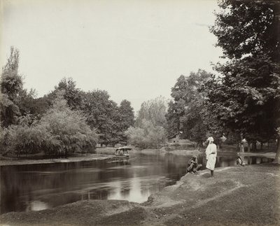 カシミール、チュナル・バーグの下のドゥル運河、1865年頃（アルビネン・シルバー・プリント 作： Samuel Bourne