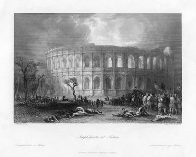 19世紀のフランス、ニスメスの円形闘技場 作： Samuel Bradshaw