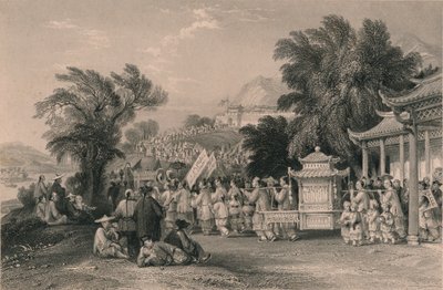 ブルークラウドクリークでの結婚行列、Chin-keang-foo、c1843-1858。 作： Samuel Bradshaw