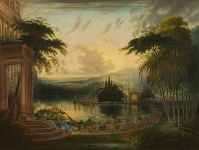 シバの女王が到着したロマンチックな風景 作： Samuel Colman
