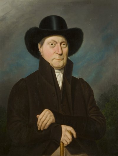 ビーバーハットをかぶった男の肖像 作： Samuel Colman