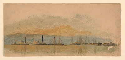 汽船と川の船 作： Samuel Colman