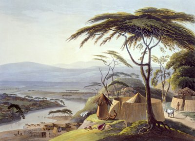 リータクーの町」（「アフリカの風景と動物」より22枚目、画家の彫刻による 作： Samuel Daniell