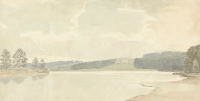 カントリー ハウスが遠くに見える川の風景 作： Samuel Davis