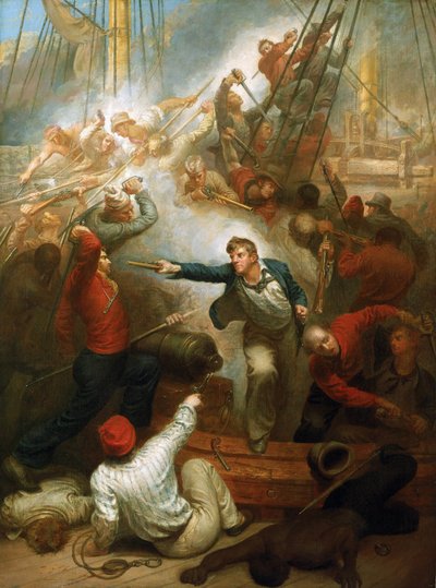 10月1日、商船 "Le Jeune Richard "を拿捕するウィリアム・ロジャース船長 作： Samuel Drummond