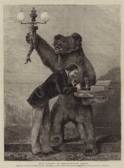 マールボロハウスでクマのトロフィー 作： Samuel Edmund Waller