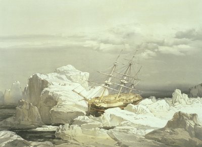 1851年8月20日、バリング島の北海岸におけるHMS捜査官の重要な位置、ウィリアムシンプソン著、Ackermann und Co.、1854年 作： Samuel Gurney Cresswell