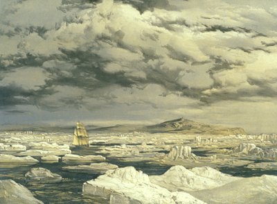 1850年9月6日、HMS調査官による最初の土地発見、E。ウォーカー、1854年 作： Samuel Gurney Cresswell